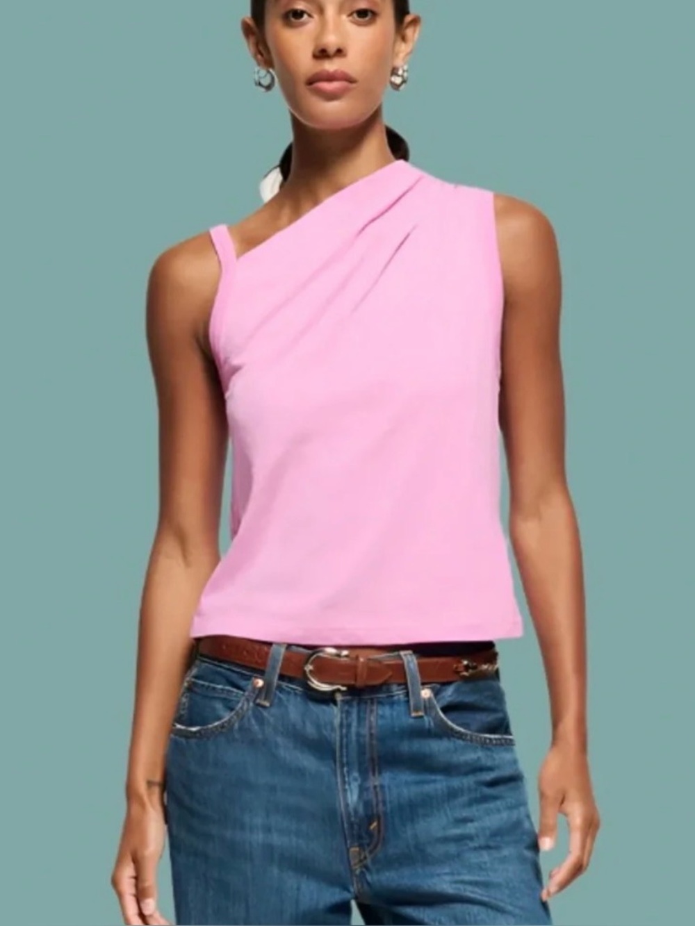 Nation LTD Pink Asymmetrical Pima Cotton Top S